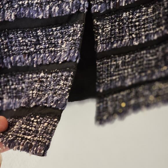 Etcetera Women's Dress Virgin Wool Silk Cotton Blend Sheath Blue Black Grey Sz 8 - Picture 10 of 14